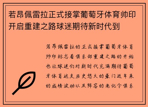 若昂佩雷拉正式接掌葡萄牙体育帅印开启重建之路球迷期待新时代到
